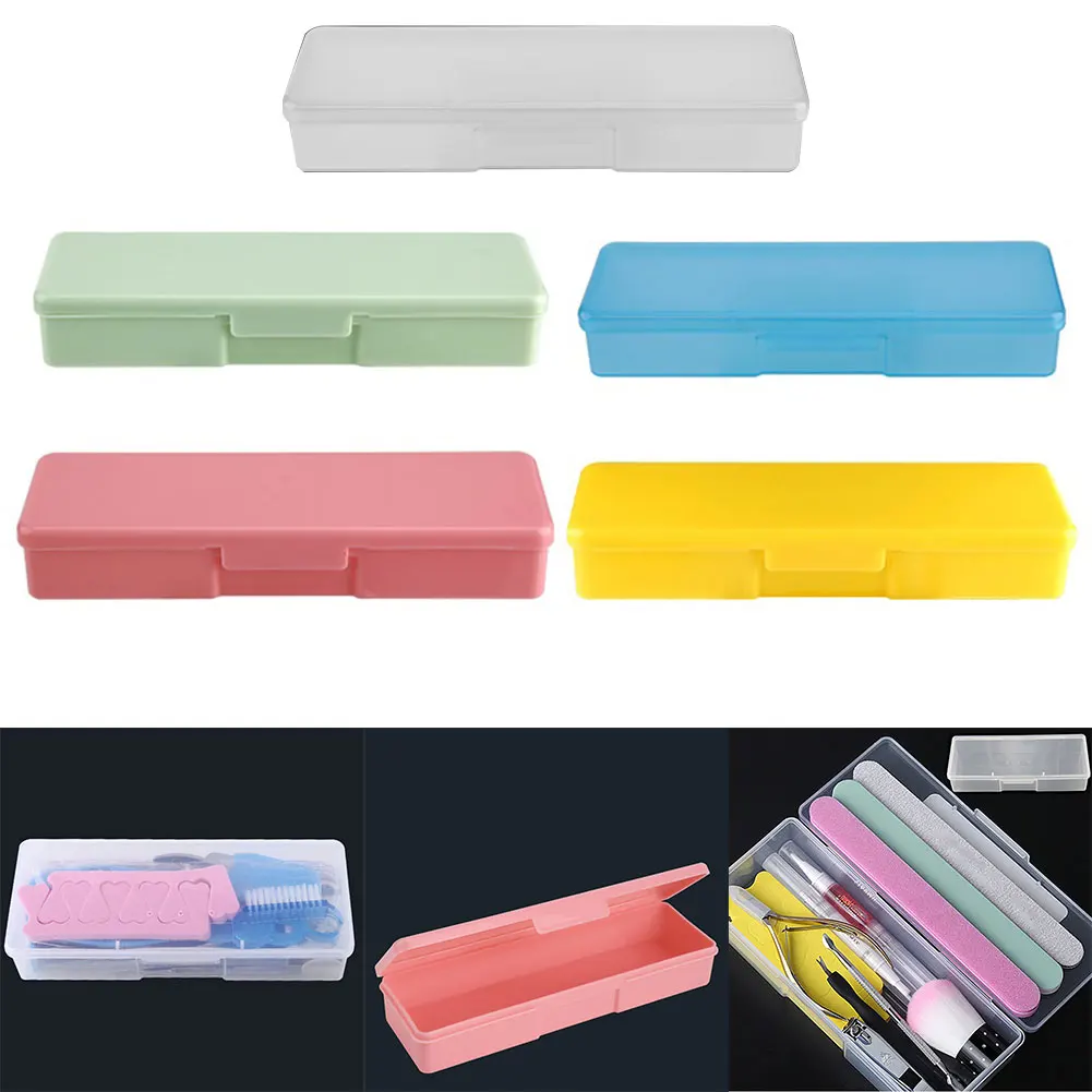 Nail Tool Box Nails Storage Box Storage Box Organizer Container 18.8*7*3cm Blue White Yellow Nail Salon Storage Box
