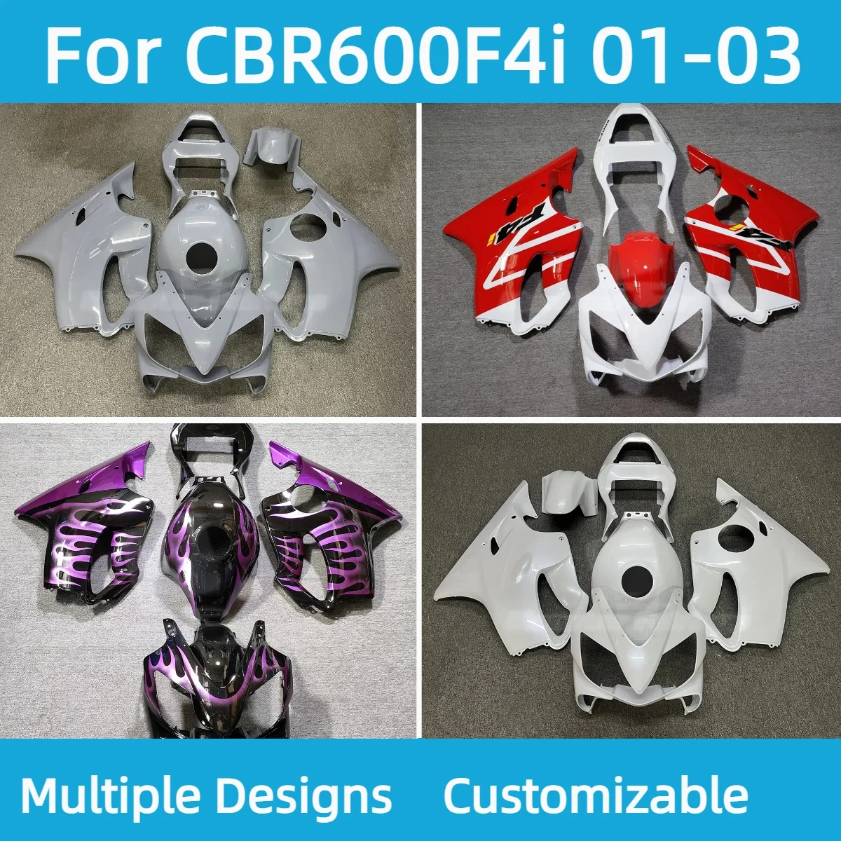 

Обтекатели мотоцикла CBR 600 F4i 2001 2002 2003, спортивный велосипед ABS послепродажного обслуживания, комплект обтекателей, кузов для HONDA CBR600F4I 01 02 03