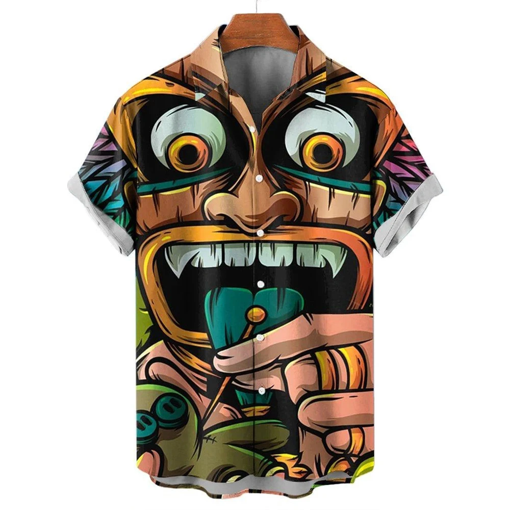 Camisa con estampado 3D para hombre y mujer, camisa informal de manga corta con botones, estilo Harajuku, ropa Unisex de gran tamaño