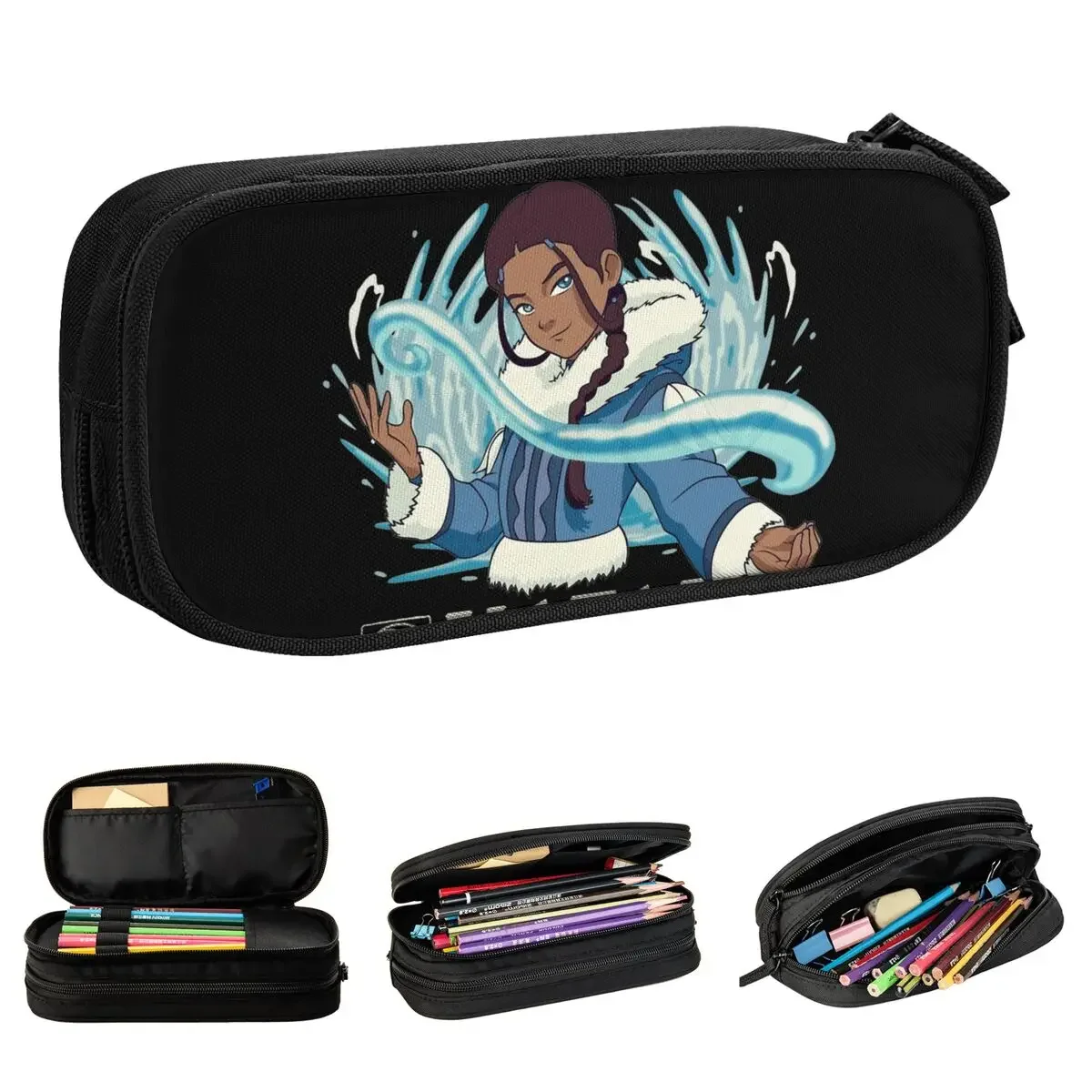 

The Last Airbender Pencil чехол Fun Waterbender Katara Pen Bag, большой контейнер для хранения школьных принадлежностей, коробка для косметических карандашей