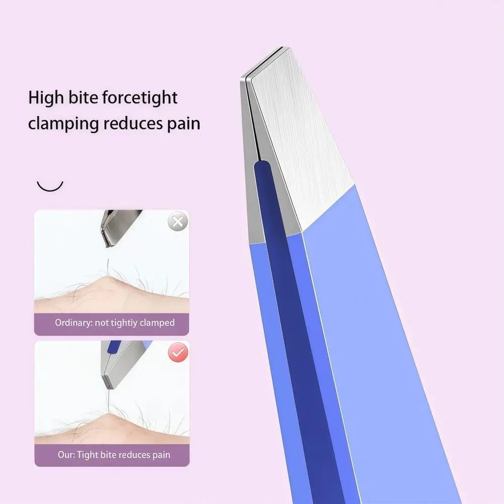 4-teiliges Edelstahl-Pinzetten-Set mit Schrägspitze und Aufbewahrungstasche, Bartpinzette mit Spitzer Spitze, Wimpernpinzette