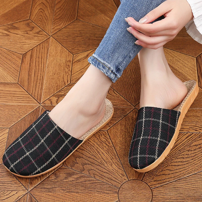 Home Anti-Slip Massage Soft Bottom Lazy Shoes Men Women Home Slippers Headed Simple Absorbent Linen Slippers Indoor - view 3