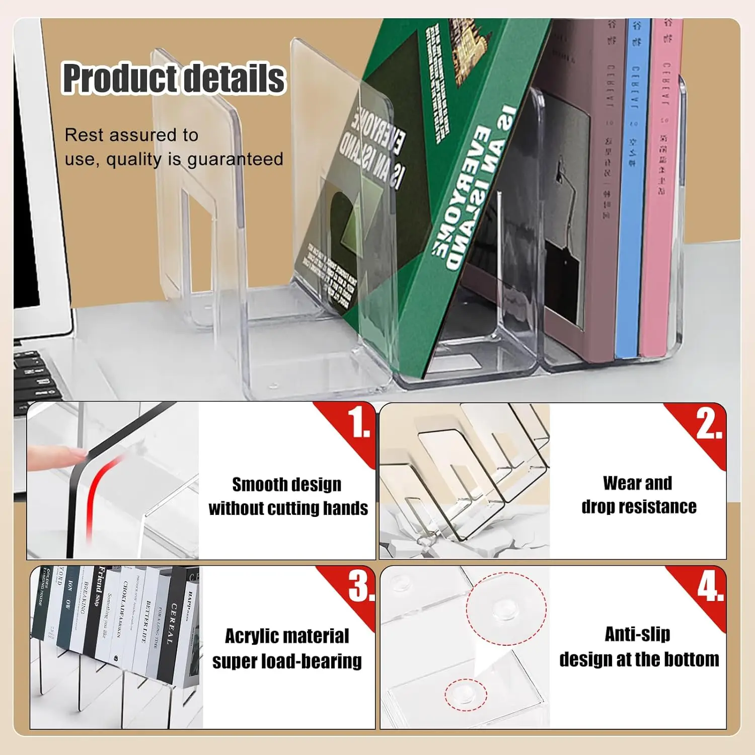 Clear Acrylic Desk File Sorter, Sturdy Desk File Organizer, Purse Handbag  Divider File Folder Rack for  Office Kitchen Supplies