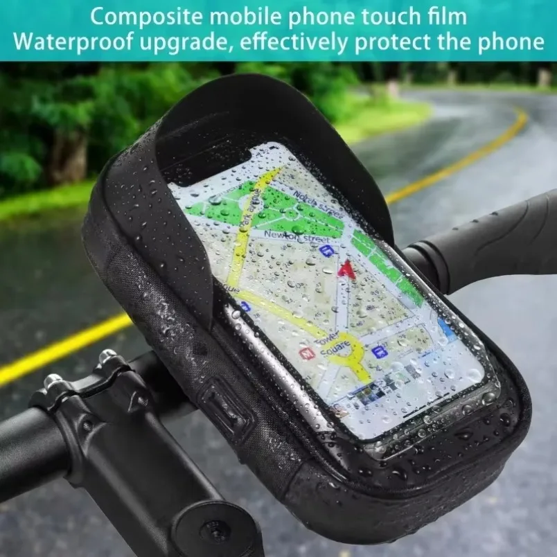 Handlebar Bag Phone Holder Bike Front Frame Phone Bag Waterproof Bicycle Motorcycle Cycling Bag Rotatable Cell Phone Holder image 2