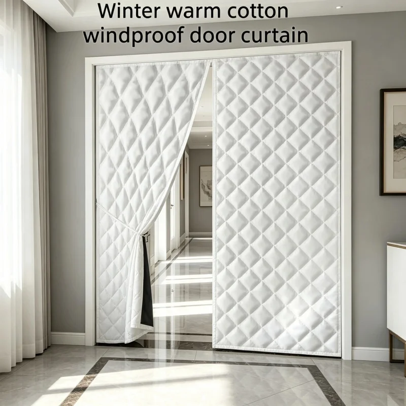 Winter warm cotton blocks cold air without drilling, thick windproof and cold proof door curtain