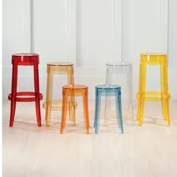 Clear Acrylic High Stool Modern Simple Bar Chair Available in 5 Colors Transparent Design Furniture Stylish Minimalist Seating