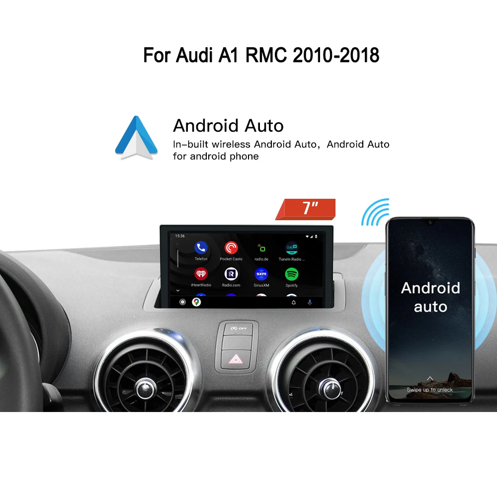 7inch touchscreen wireless Apple CarPlay Android Auto retrofit kit for Audi A1 RMC 2010-2018 car navigation multimedia upgrade