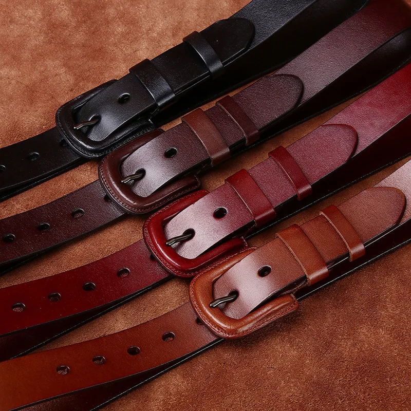 

Hypoallergenic leather belt for men, genuine leather pin buckle, fashionable, simple and versatile, casual denim top layer cowhi