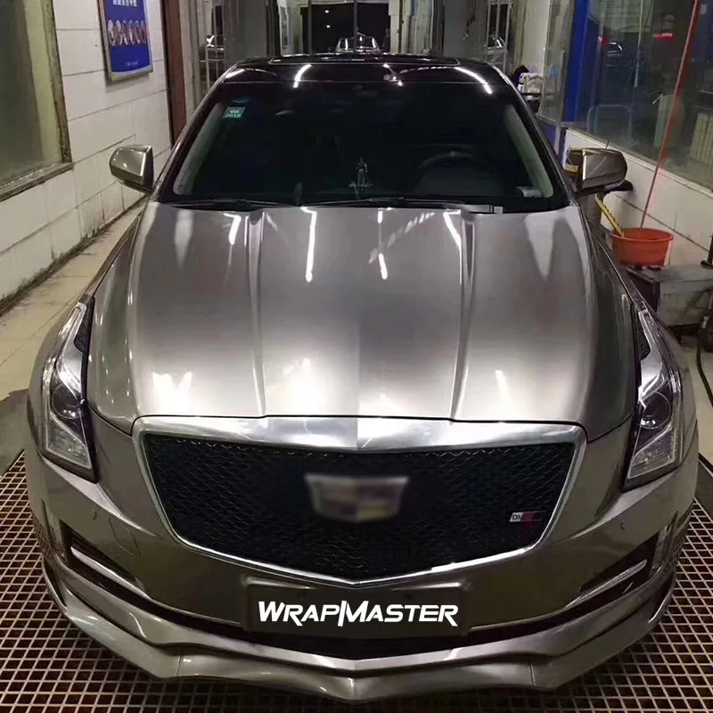 Wrapmaster 5M/10M/18M Auto Body Film Car Wrap Cost Installation Super Gloss Metallic Vinyl Combat Grey Wrap Material