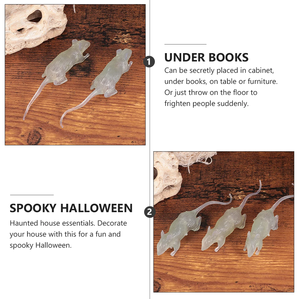 20Pcs Scary Halloween Luminous Mouse Prank Props Realistic Fake Rats Tricky Decoration Luminous Mouse Prank Toy