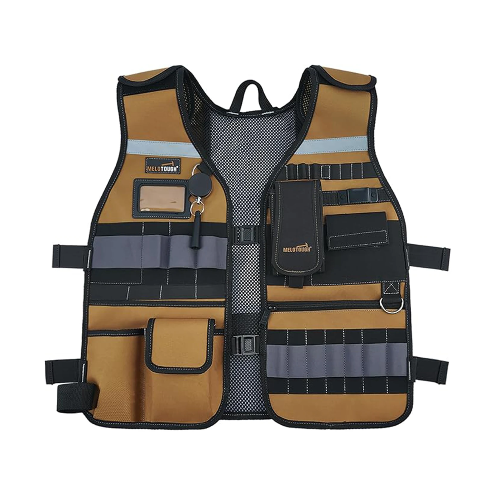 Tool Vest Safety Work Vest with Adjustable Straps,Removable Phone Holder for Electrician,Construction,Carpenters