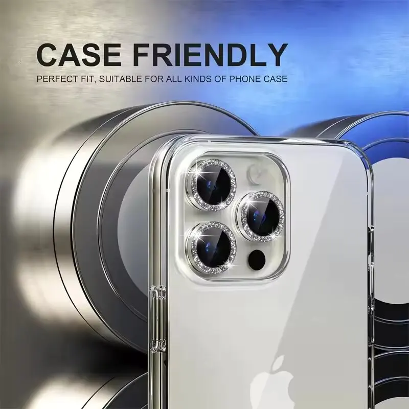 Luxury Diamond Metal Camera Lens Protector For iPhone 13 14 15 16 12 11 Pro Max 16 Plus Protective Glass iPhone 13 12 Mini Lens