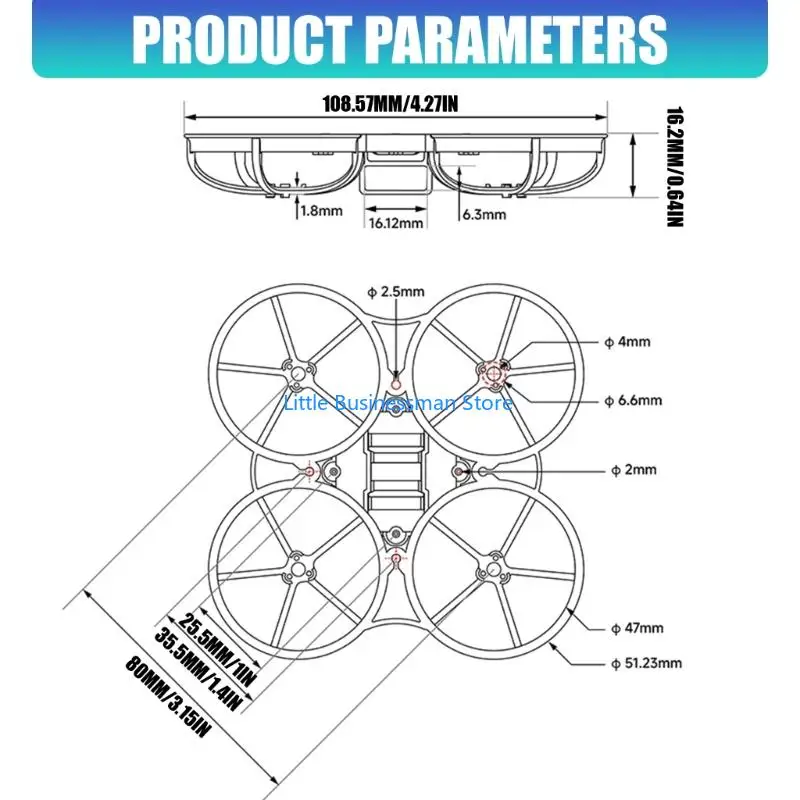 FPV-Drohnen-Rahmenzubehör, 80 mm Radstand für 75Pro II-Körperersatz M76A – Detail 6