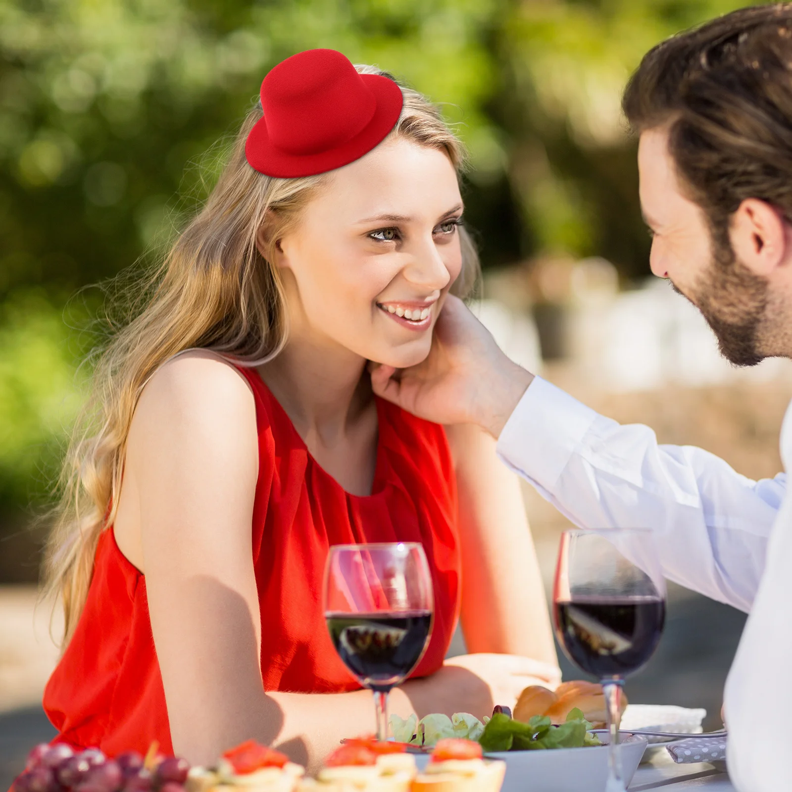 ボンネットレッドハット DIY用 レッドトッパー クラフトハット アクセサリー ドレストッパー スモールフォーマルハット