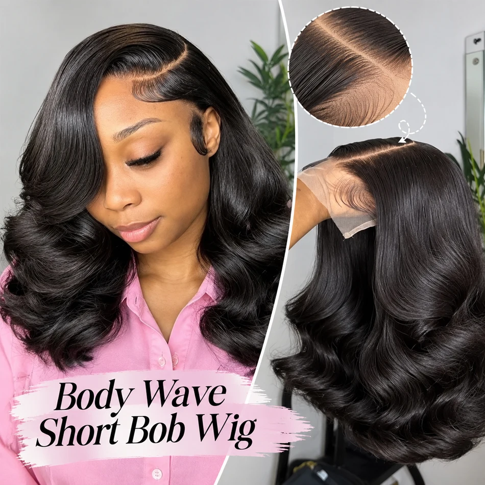 220% Density Glueless Short Bob Wig 10 Inch Deep Wave 13x6 Lace Front Bob Wigs Human Hair 5x5 Glueless Bob Wig Human Hair Ready To Wear