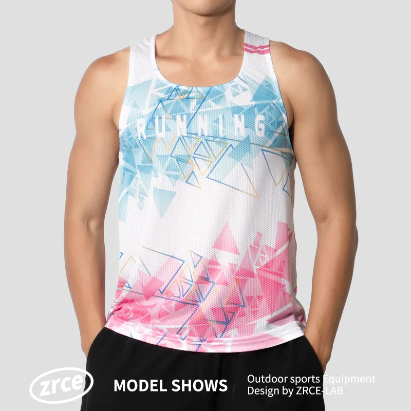 

Men's Running Mesh Tank Lightweight Breathable Marathon Vest Jogging Training Sleeveless T-Shirt Loose Shirt with Large Cuffs