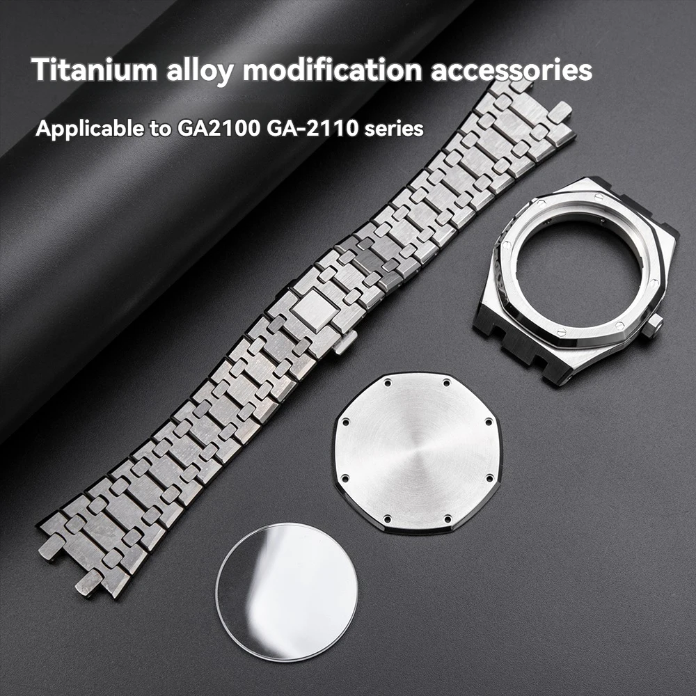 

GA2100 GA-2110 Mod kit Titanium Alloy case Set 316L Stainless Steel Case Strap Casioak Bezel Sapphire Glass Watch accessories