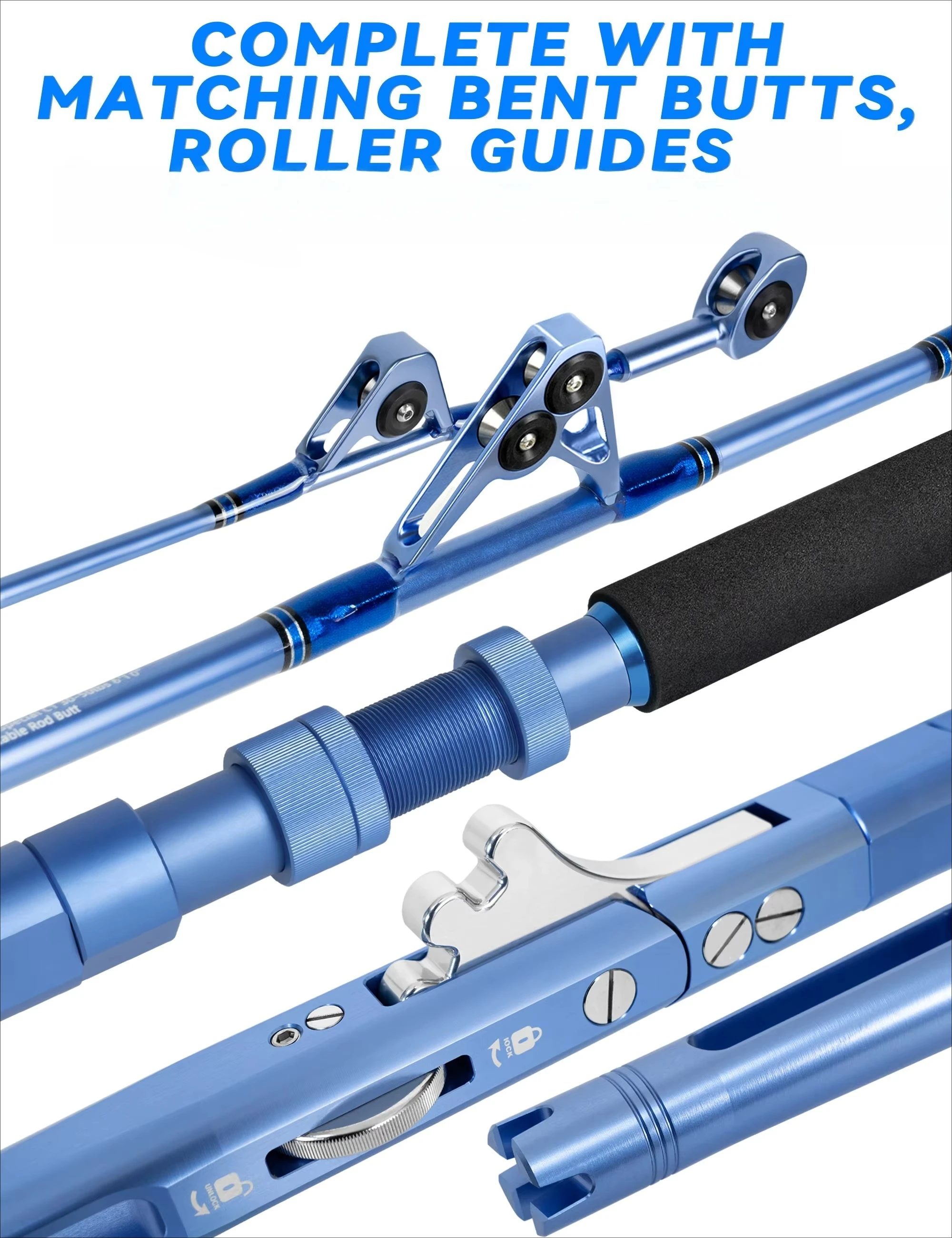 Offshore Trolling Rod with Adjustable Bent Butt and Roller Guides for Deep Sea Saltwater Fishing