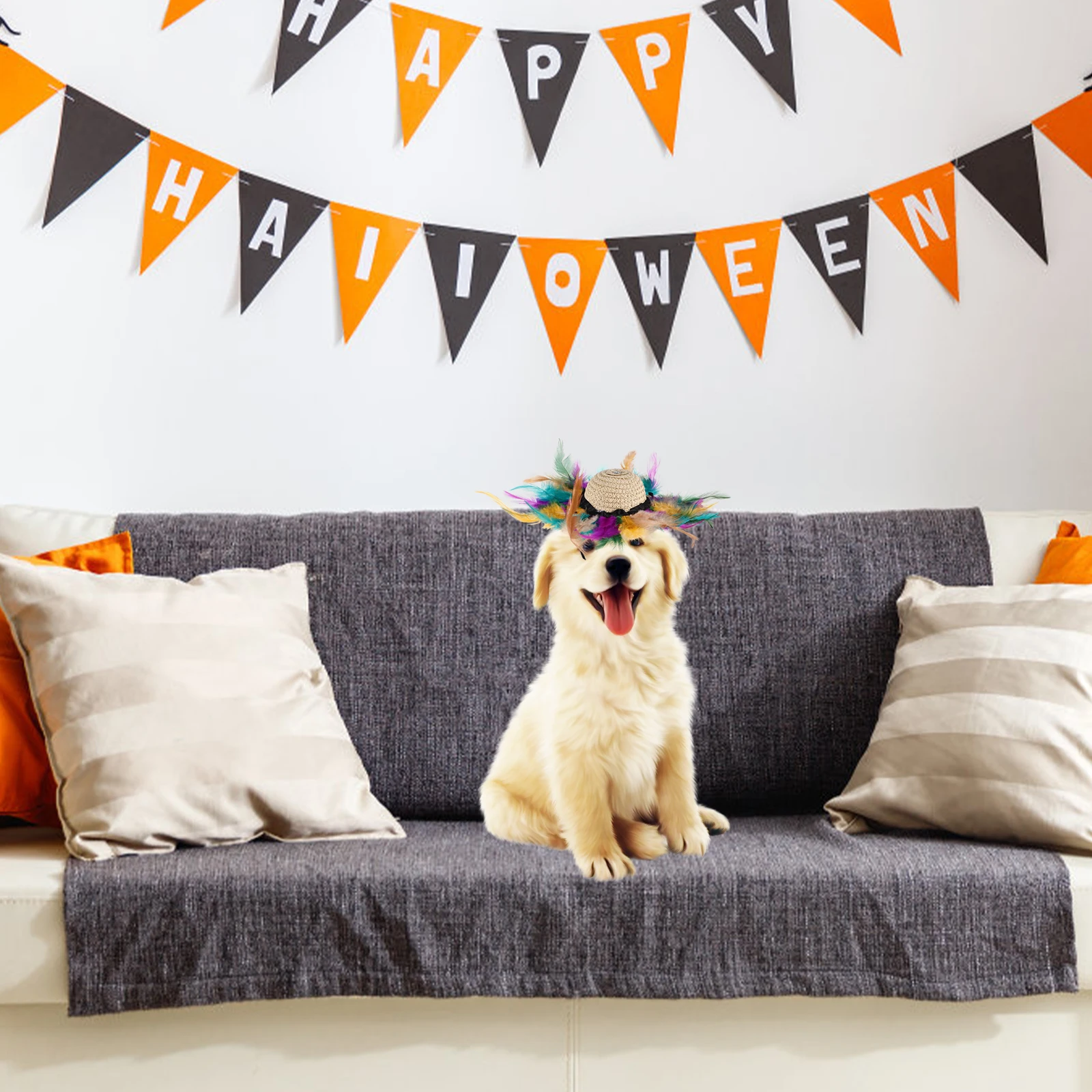 

Adjustable Pet For Dogs Cats Puppy Kitten Halloween Costume Party Decorative Straw Sun Hat Wear-Resistant Durable Dog Cat Bowler