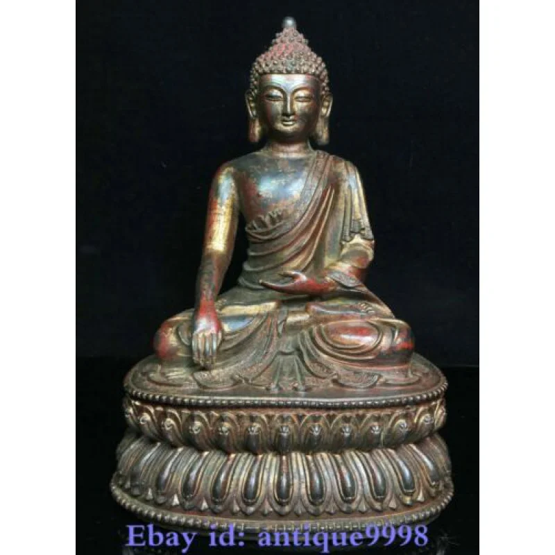 

9" Old Tibet Tibetan Buddhism Bronze Sakyamuni Shakyamuni Amitabha Buddha Statue 22CM