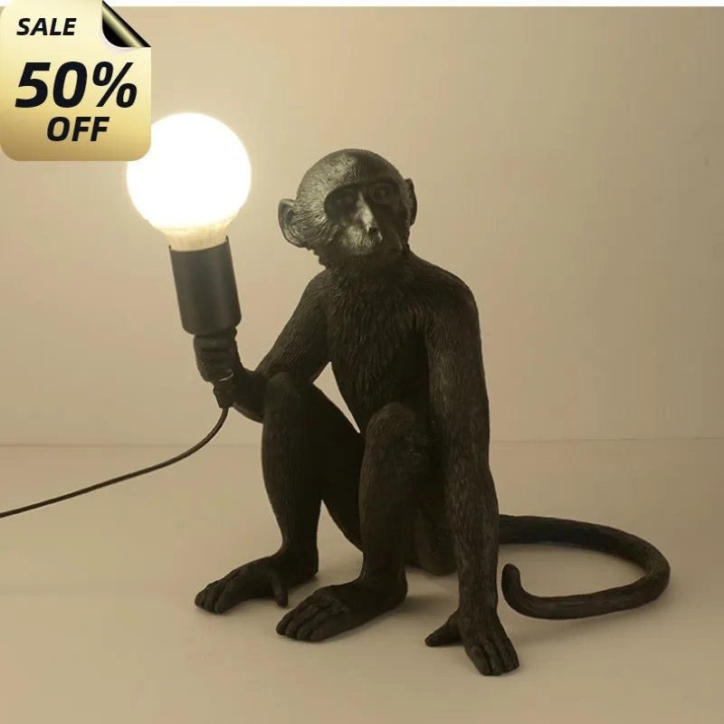 

Vintage Resin Monkey Pendant Lamps Table Lamp Hanging Wall Living Room Light Home Pendante Lustre G80 Bulb Luminaria