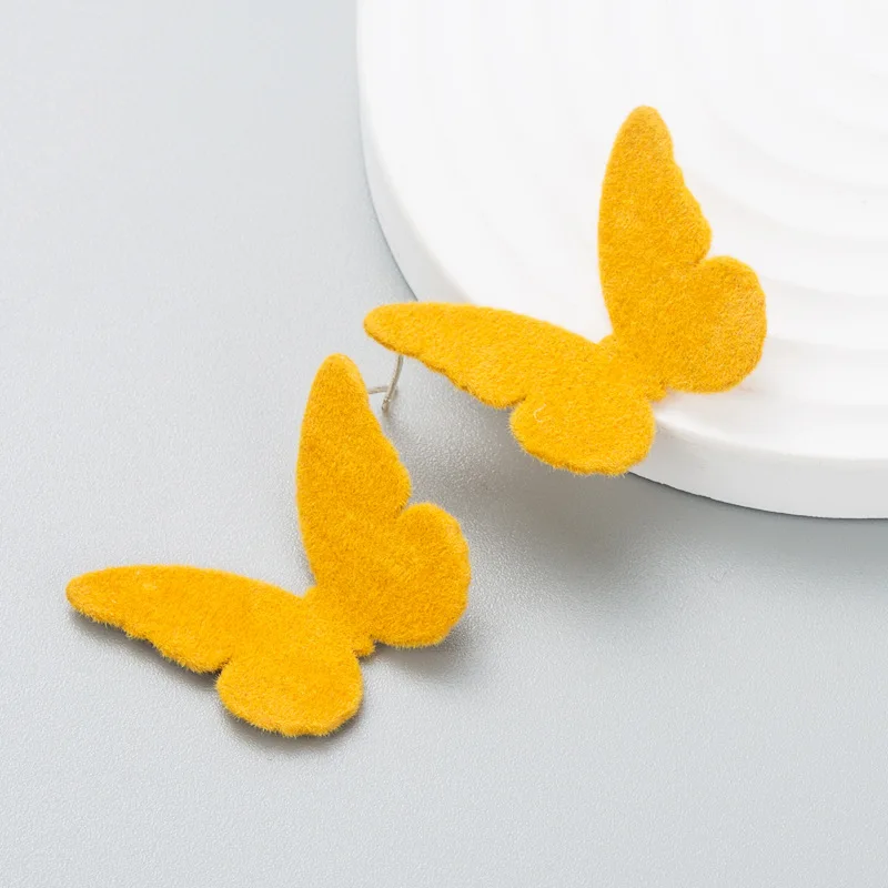 Fashion personality niche design Korean version flocking super fairy butterfly earrings women's simple temperament small fresh e