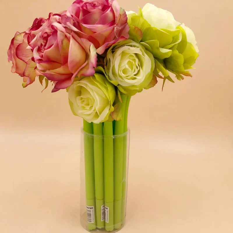 

16PCS Korean Version of Silica Gel Neutral Pen Plastic Cloth Rose Silicone Gel Pens Kawaii School Supplies Stationery B