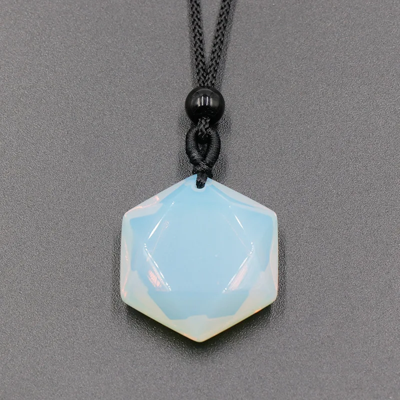 Hexagramm-Stern-Anhänger aus Naturstein, verstellbares Seil, Achat-Kristall-Charms, Pullover-Kette, Halskette für Damen und Herren, Schmuckgeschenk – Detail 13