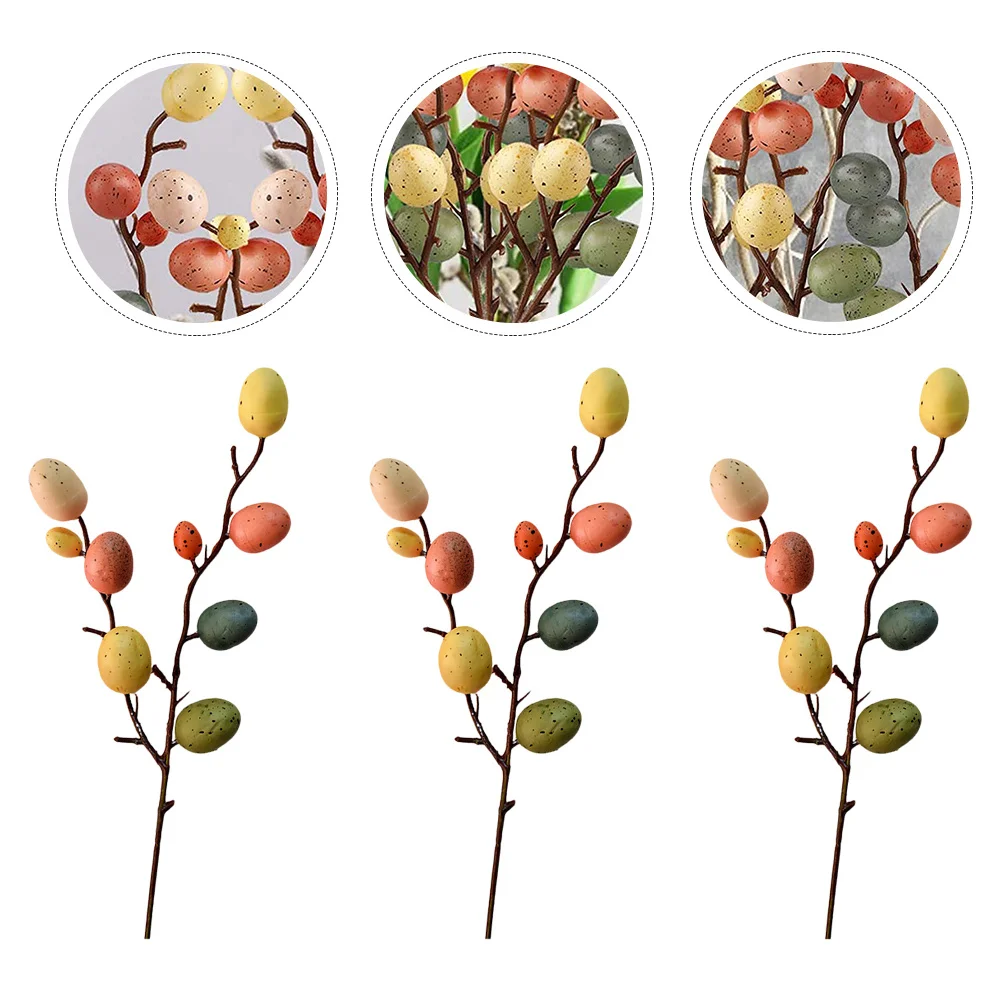 

4Pcs Easter Egg Branch Decor Artificial Egg Tree Ornament Party Props Easter Decoration Spring Holiday Adornment Decor