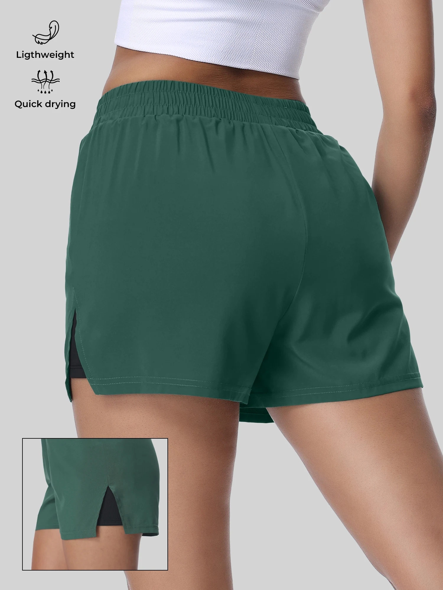 

Women's Split Sports Shorts with Liner, Comfortable and Breathable, Suitable for Multiple Scenarios Like Running, Fitness, Yoga