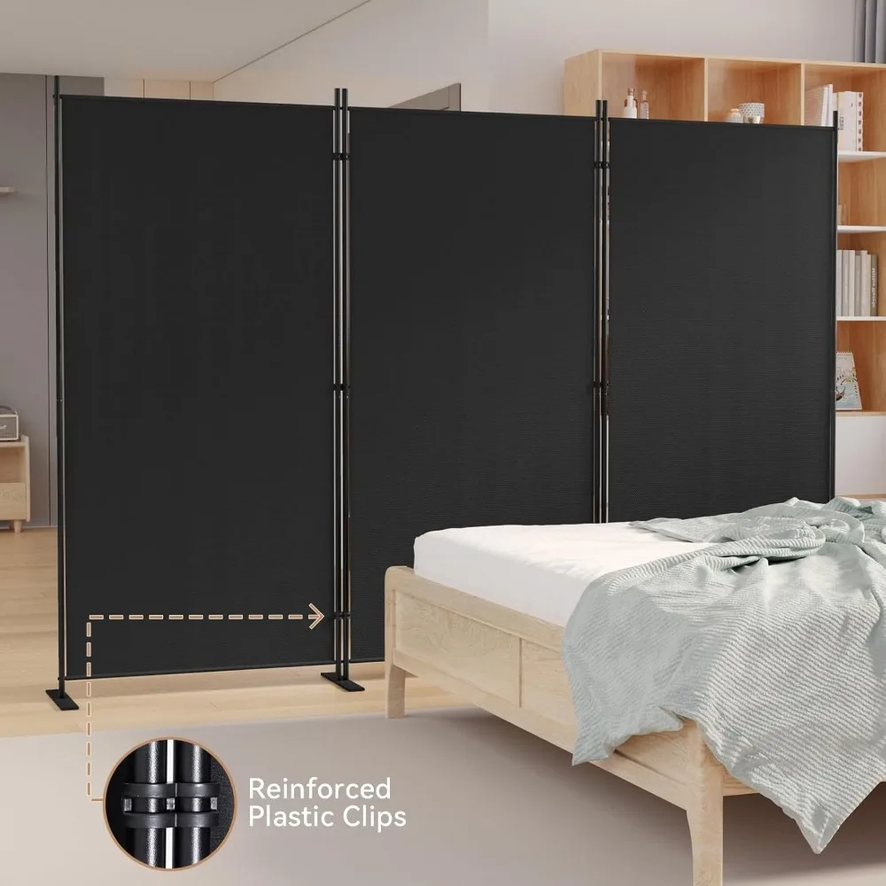 3 Panels Room Divider, 6 Ft Tall Indoor Folding Privacy Screen, Portable Partition Separator, Freestanding Screens Room Dividers