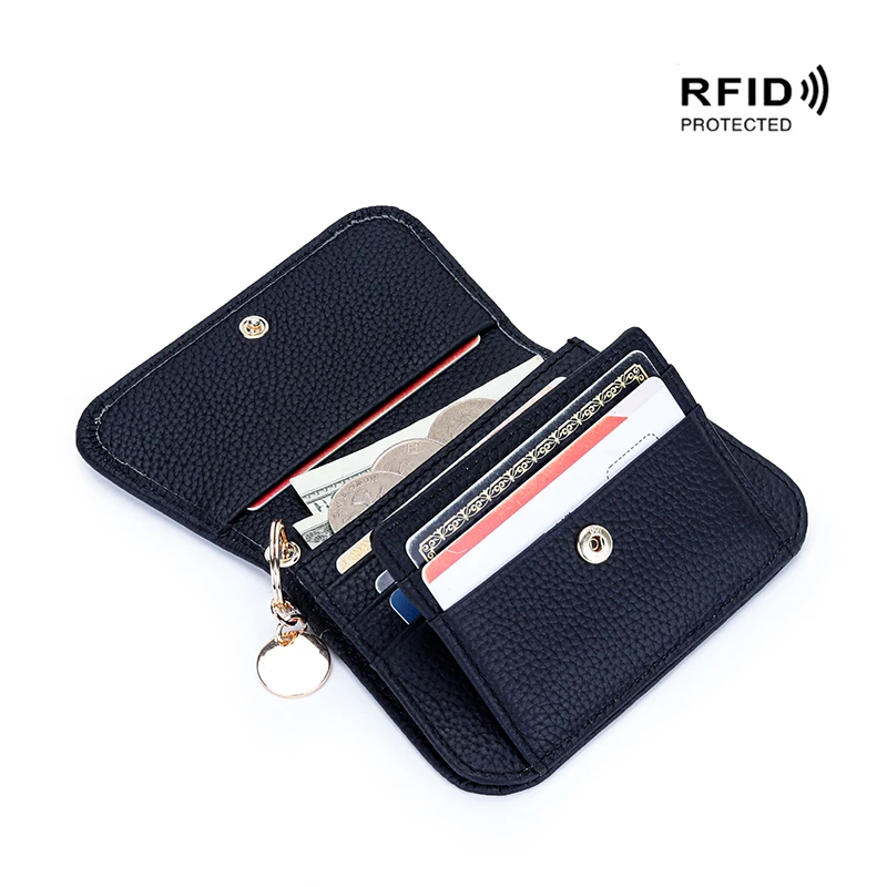 14 Colors New Womens Elegant Round Hanging Charm Short Wallet Fashion Genuine Cow Leather Coin Purse ID Card Holders purse Gift
