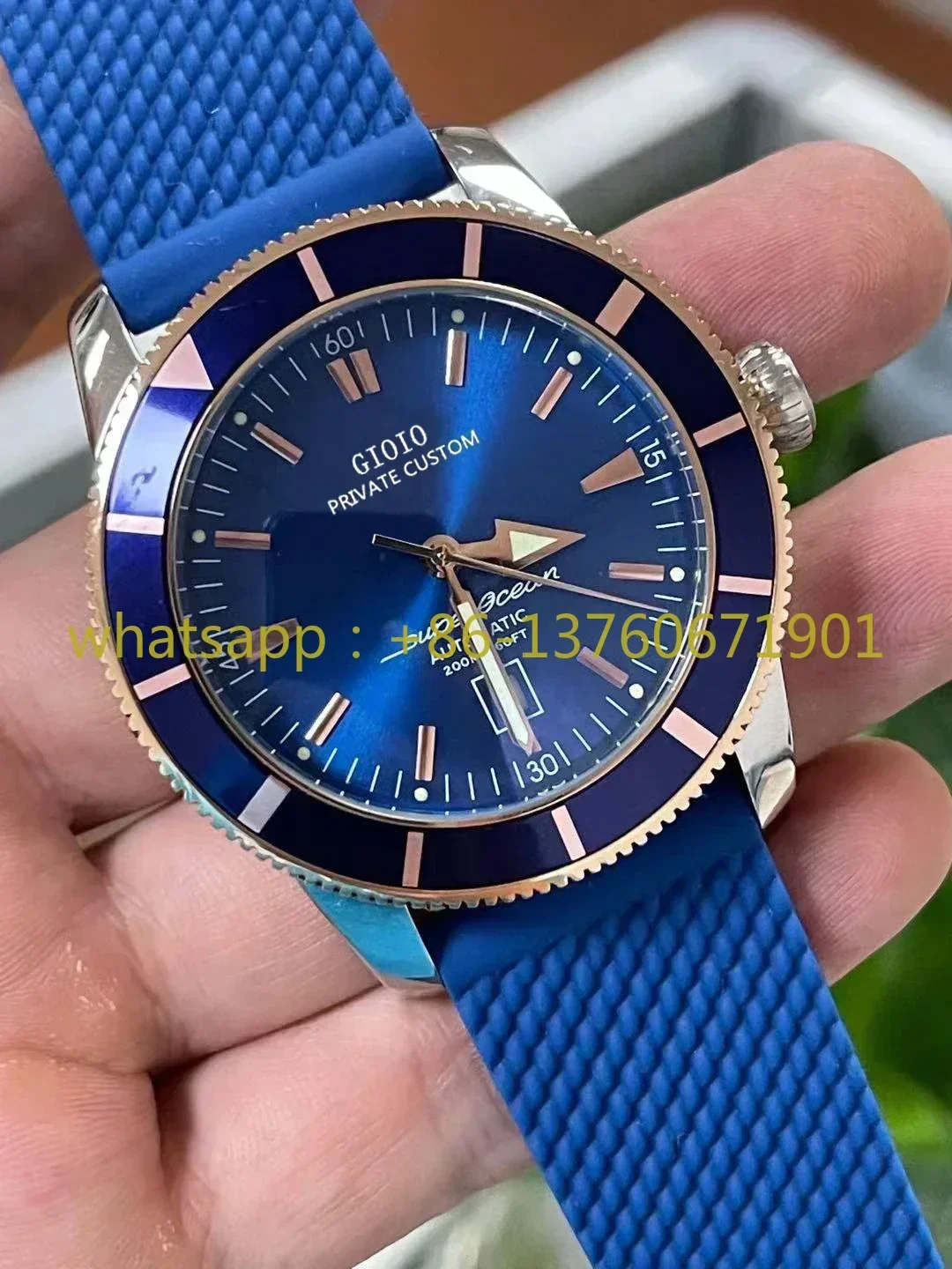 Luxury Mens Automatic Mechanical Watch Black Blue Ceramic Rubber SuperOcean Stainless Steel Luminous Sapphire