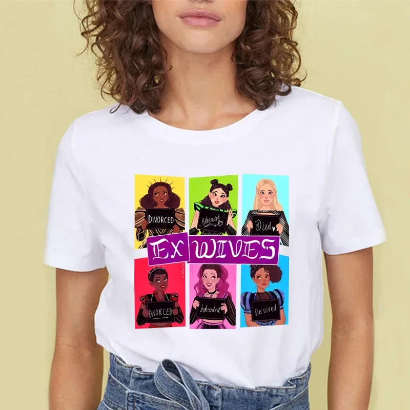 SIX The Musical Queens Letter Hip Hop Print T Shirt Casual O-neck T Shirt for Women Short Sleeve Fashion Female Top