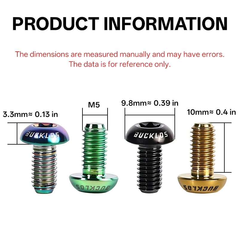 BUCKLOS M5x10MM Titanium Disc Brake Rotor Screws Titanium Alloy M5*10MM Bolts Bicycle Disc Rotor Fastener for Mountain Road Bike view 4