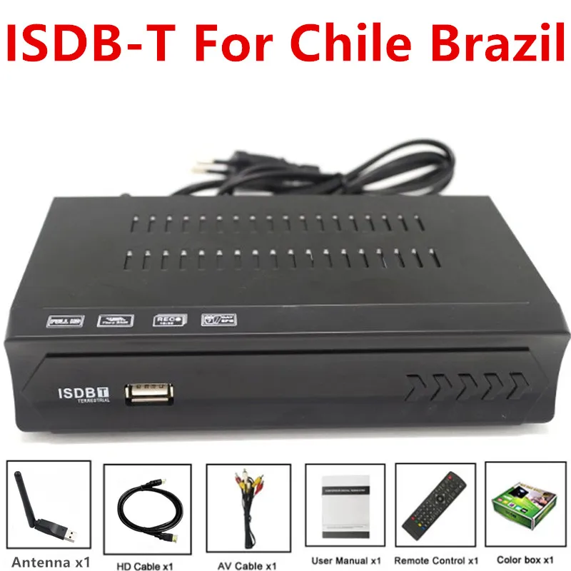 Cile/Brasil/Peru/Filippinas ISDB-T Decodificador HD TV BOX FTA Digital Terrestre ISDBT Receptor de TV via satélite Sintonizador Set Top Box