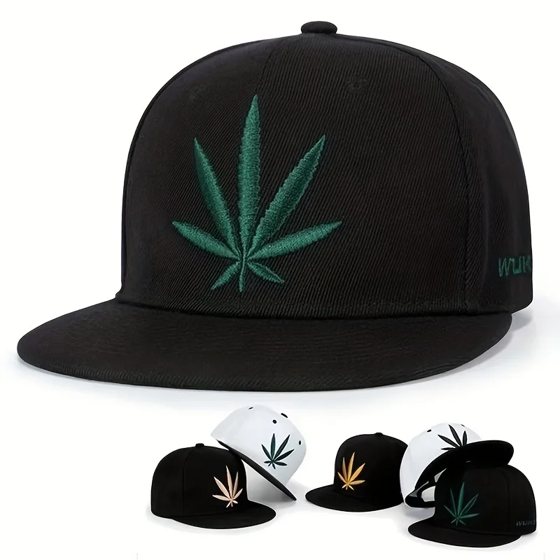 Spring Summer Maple Leaf Embroidery Baseball Cap Fashion Snapback Cap Outdoor Cotton Hiphop Hat Cool Street Dance Hats