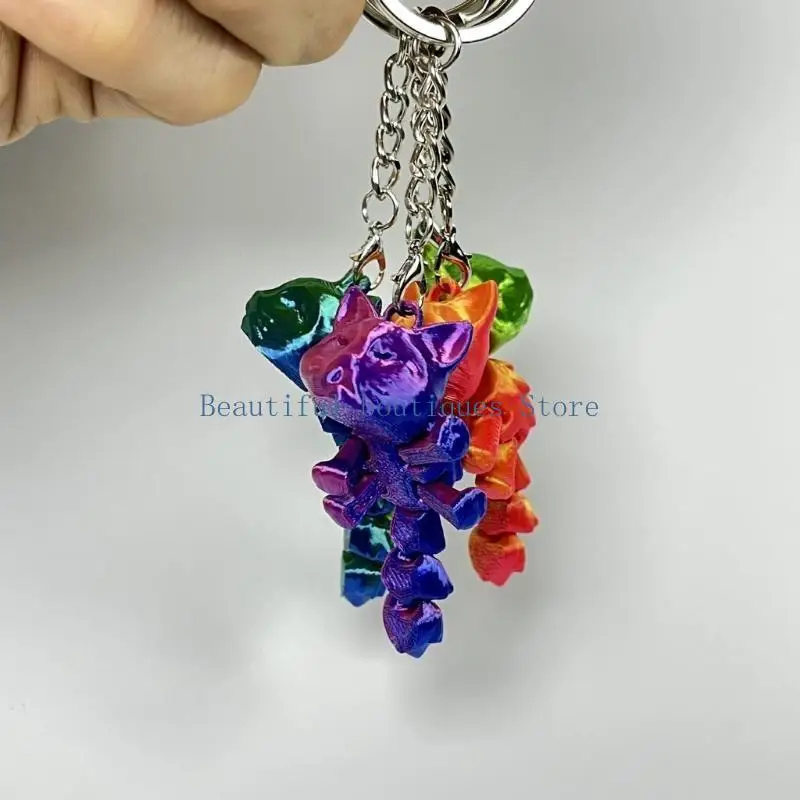 

U4LF Уникальный брелок с подвеской в ​​виде кота с 3D принтом Уникальный брелок для ключей с 3D принтом в виде кота с подвижными