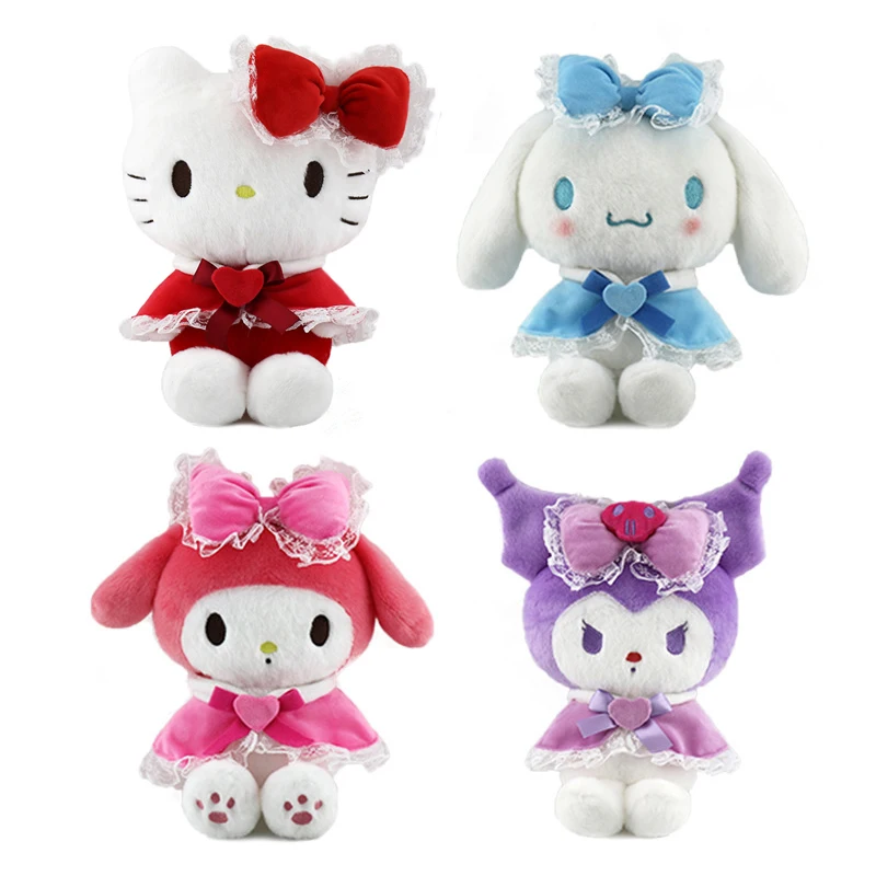 

20cm Cute Cartoon Sanrioed Bow cloak Kuromi My Melody Cinnamoroll Hello Kitty Plush Doll Pillow Decoration Birthday Gift Toy