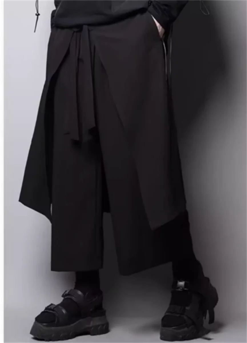 

Diablo Yamamoto Style Personality Irregular Versatile Pant Skirt Men's Cut Panel Pants