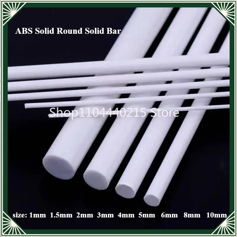 ABS Solid Round Solid Bar Diameter 1/1.5/2/3/4/5/6/8/10mm DIY Handmade Sand Table Material Model Building Plastic Rods