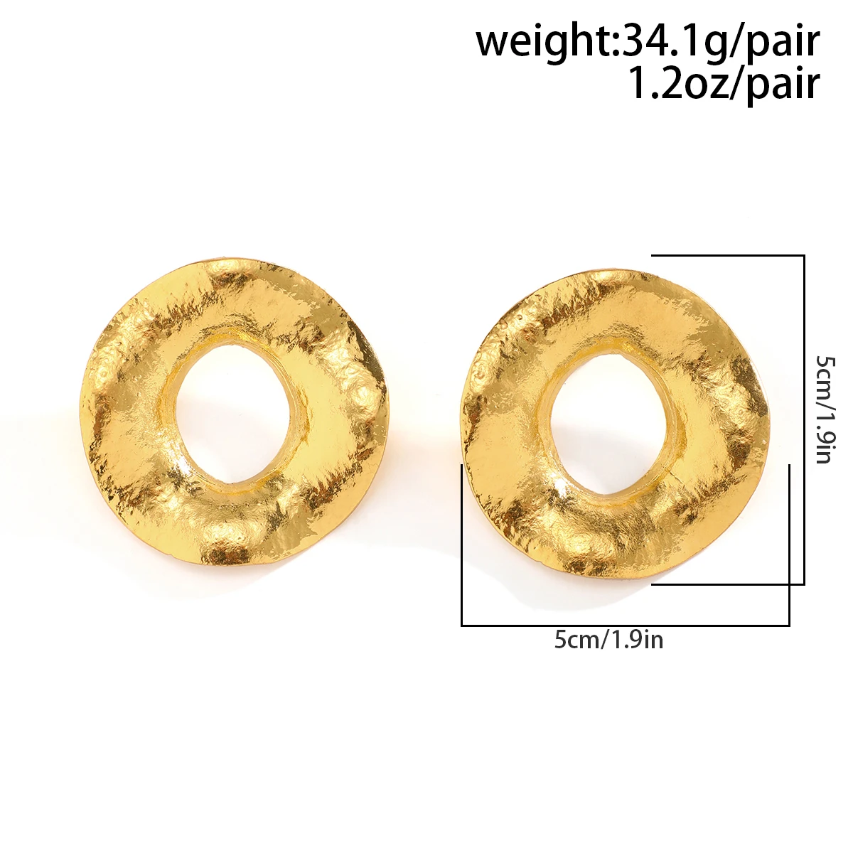 Exaggerated Glossy Round Big Stud Earrings for Women Punk Classic Gold Color Piercing Earrings Fashion Party Jewelry Accessories