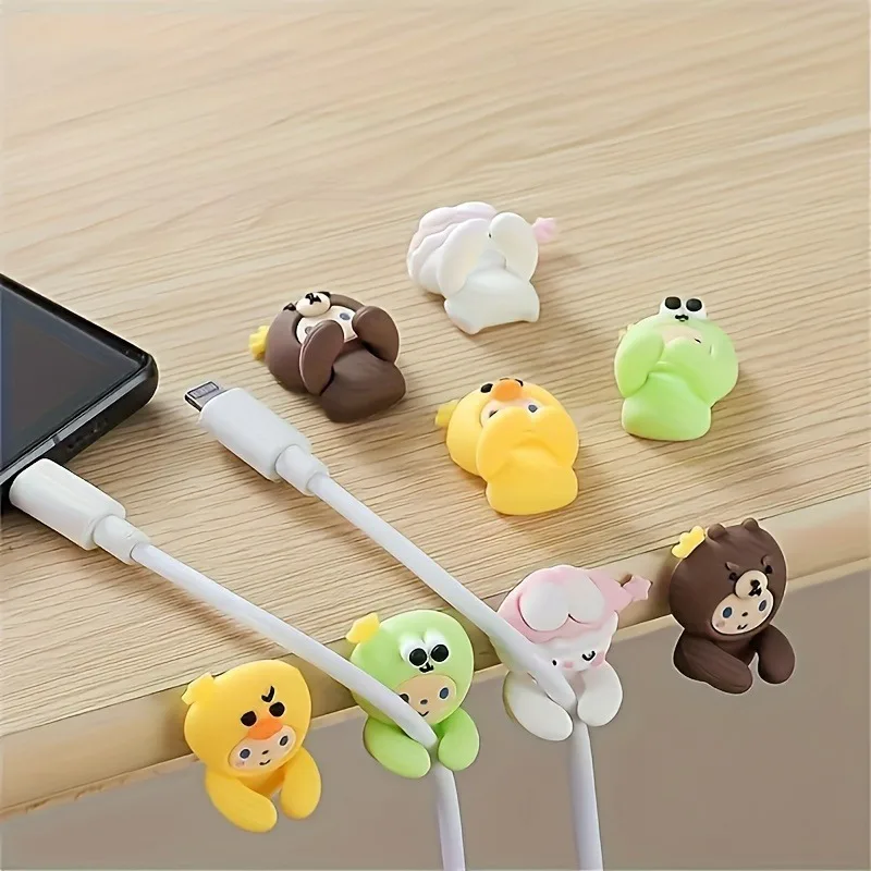 2pcs Creative and Cute Data Cable Storage Fixed Cable Organizer No Trace No Punching Adhesive Hook for Home Office