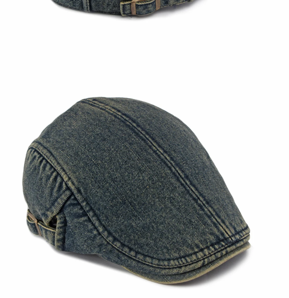 HT5155 Herren- und Damen-Baskenmütze, Künstler-Malermütze, Denim-Ivy-Flatcap für Damen und Herren, 2026 Neue Herbst-Winter-Fleece-gefütterte Denim-Baskenmütze – Detail 11