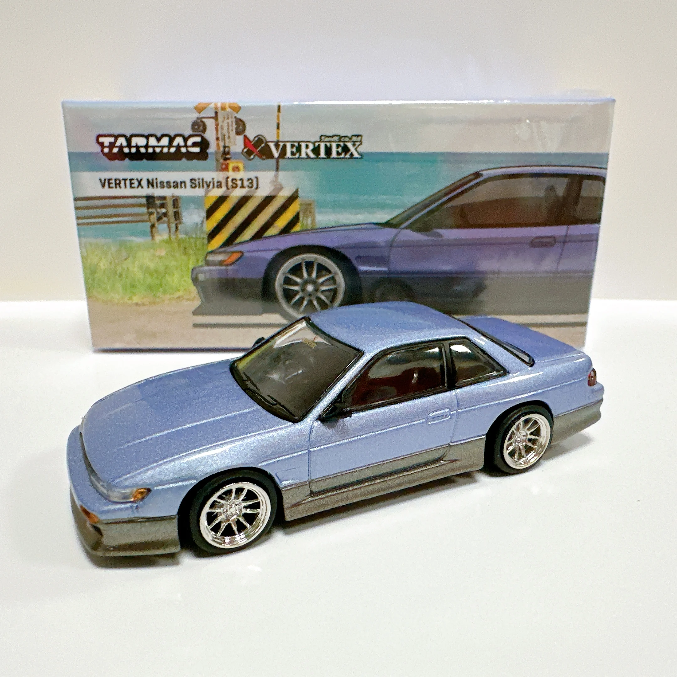 

Tarmac Works *CHASE* 1:64 VERTEX Nissan Silvia S13 Blue Grey Diecast Car Model Collection Toys