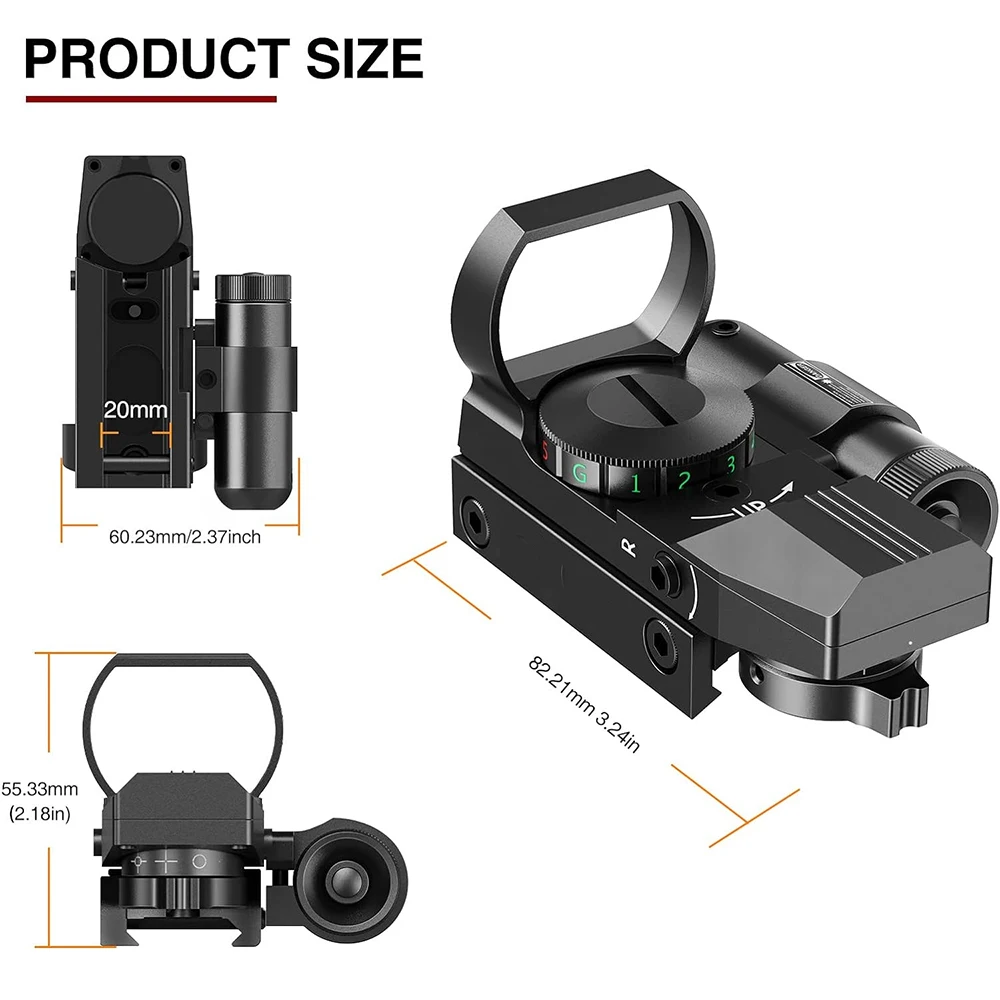 Imagem -06 - Tactical Red Dot Sight Laser Scope Riflescope Hunting Optics Âmbito Retículo Colimador 20 mm