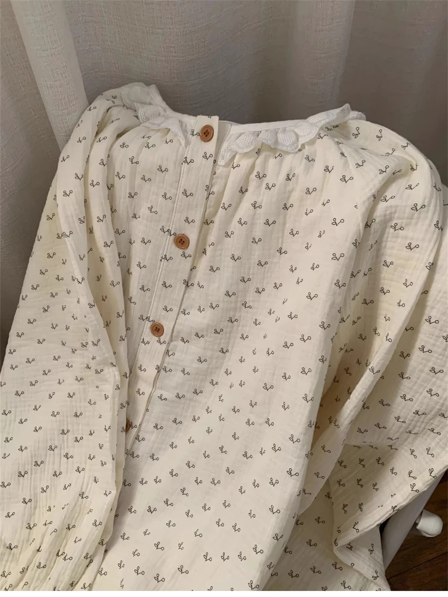 8911 بيجامة قطنية للسيدات للربيع والخريف كورية حلوة صغيرة مُزينة بالزهور يمكن للطلاب ارتداء سترة بأكمام طويلة مجموعة ملابس منزلية