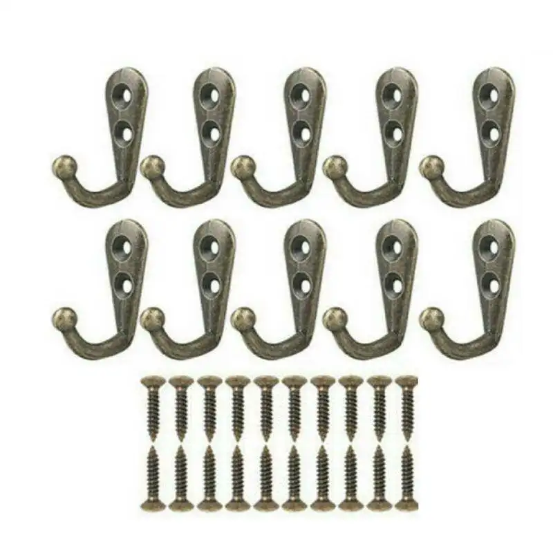 10/20szt Vintage Wall Mounted Single Prong Hook Retro Mini Size Bronze Wieszaki na ubrania Klucze Kapelusz Ręcznik Szlafrok Łazienka Haki