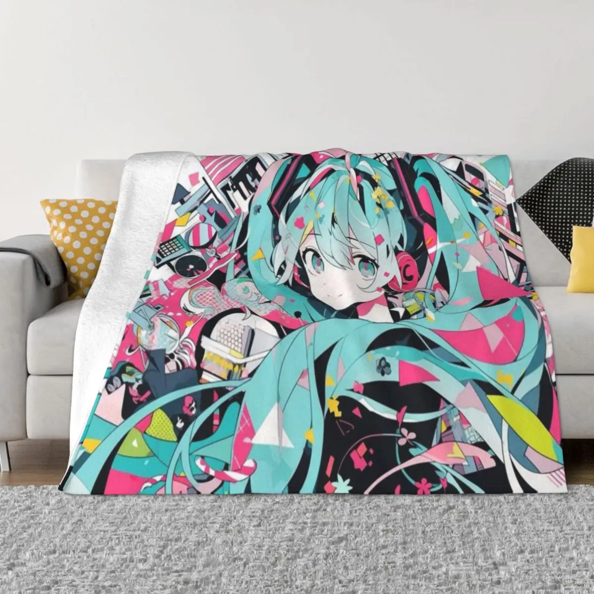 

Одеяло Хацунэ Мику, бархатное уютное мягкое одеяло для дивана, постельные принадлежности, пледы