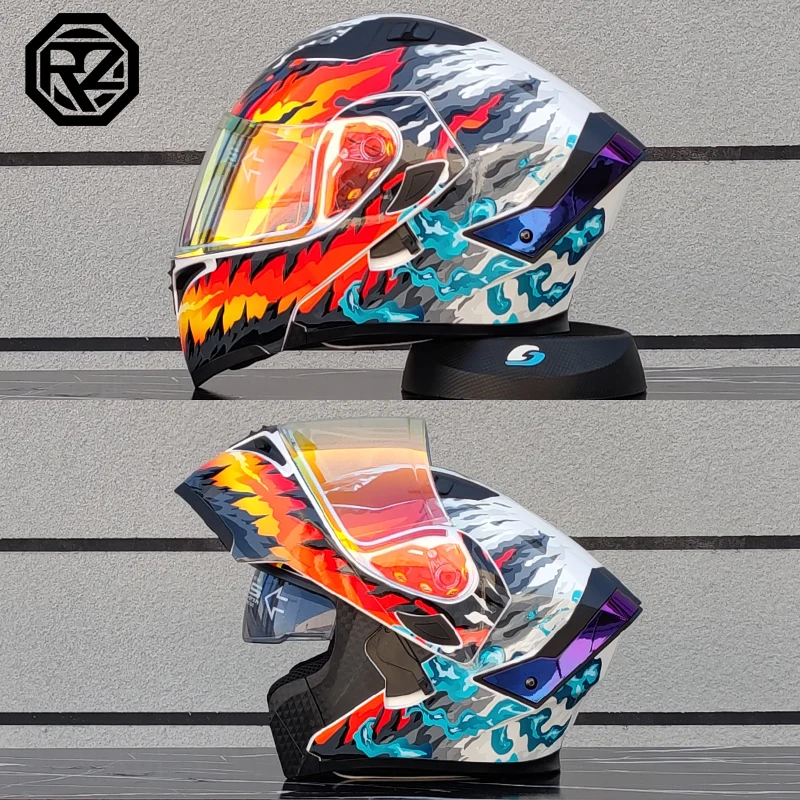 أحدث خوذة دراجة نارية من ORZ ذات عدسة مزدوجة خوذة قلابة كاسكو بارا موتو دراجة نارية للسفر خوذة شبه كاملة نتوء (غطاء) موتو